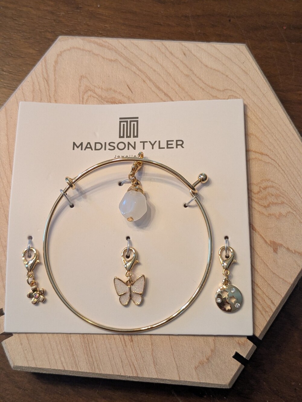 Madison Tyler Gold Tone Charm Bangle Bracelet
